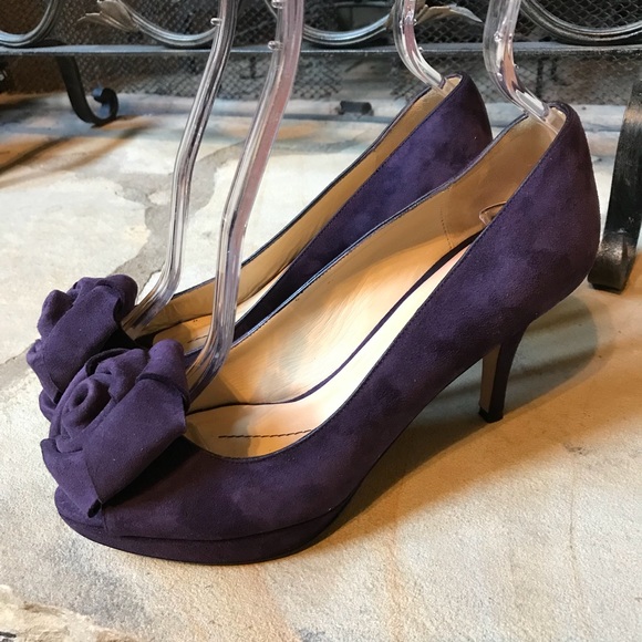 kate spade Shoes - Kate Spade Peep Toe Purple Suede Heels Size 7